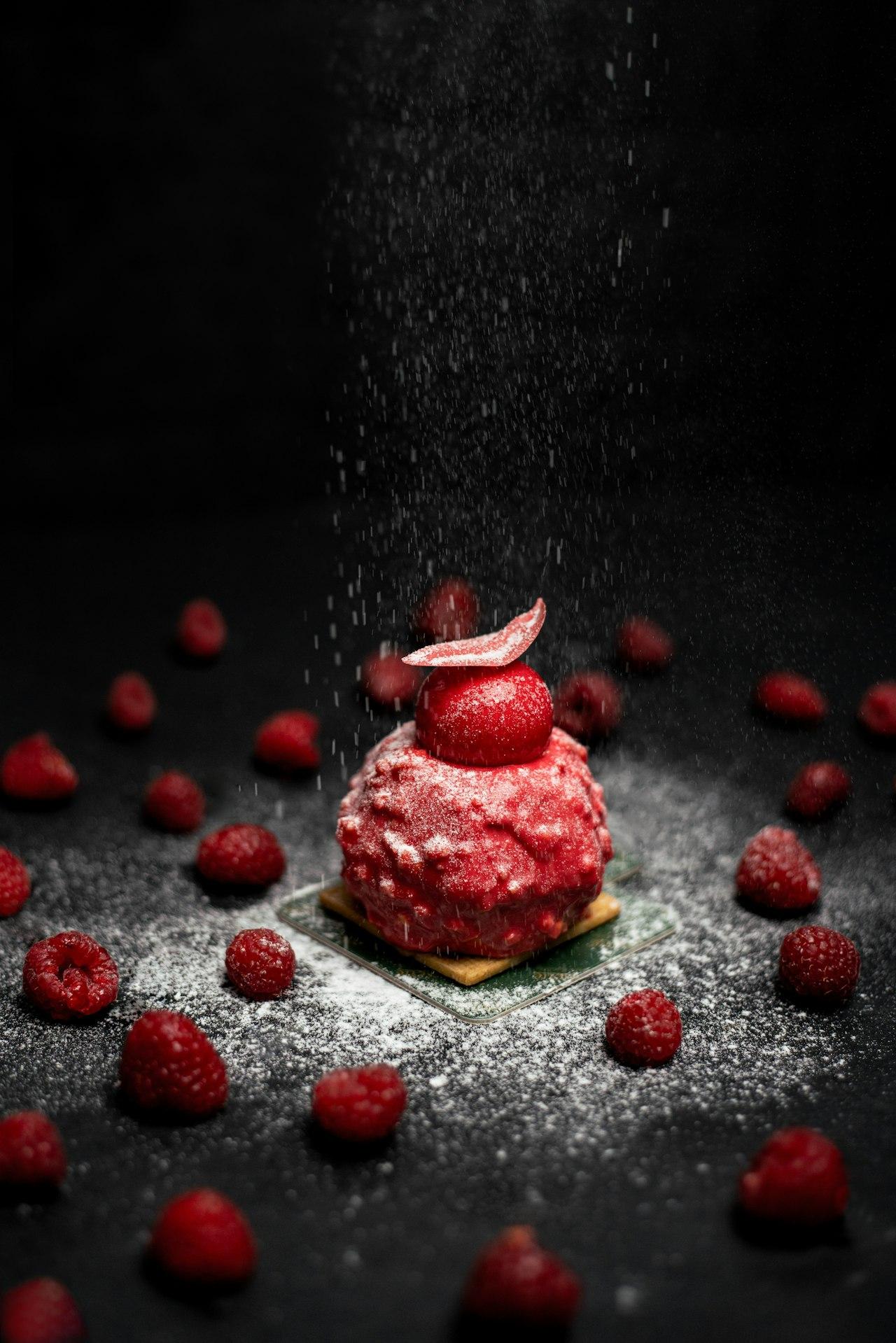 Dessert aux framboises
